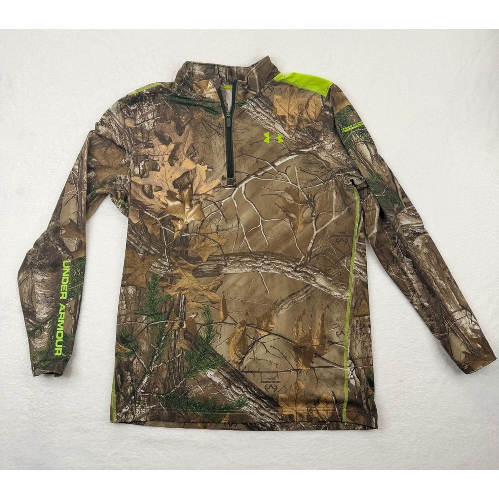 Under Armour Mens ColdGear Realtree Xtra Camo Scent Control 1/4 Zip Pullover LG